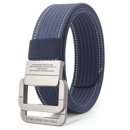 Canvas Riem - FlexiBelt - Dubbele Metalen Gesp - Gestreept Ontwerp