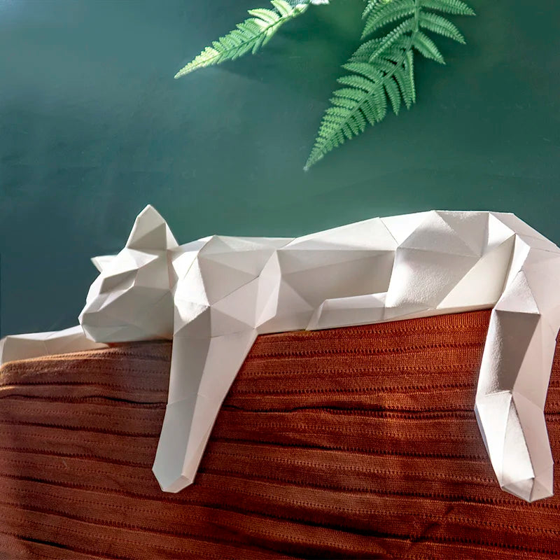 Kat Decor - PaperCraft - 3D Origami Model - Handgemaakte Dieren Kunst