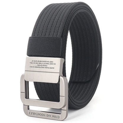 Canvas Riem - FlexiBelt - Dubbele Metalen Gesp - Gestreept Ontwerp