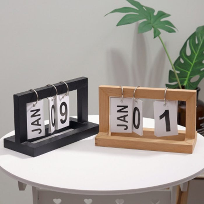 Bureau Kalender - DateFlip - Houten Design - Klassieke Stijl