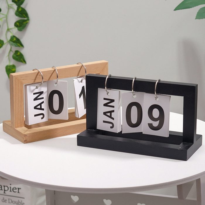 Bureau Kalender - DateFlip - Houten Design - Klassieke Stijl