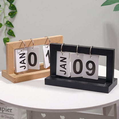 Bureau Kalender - DateFlip - Houten Design - Klassieke Stijl