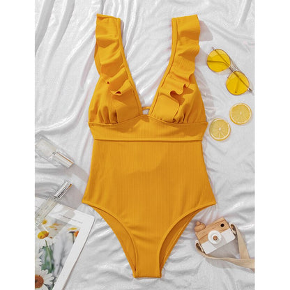 Eén-Delig Badpak - LuxeWave - Ruffle Design - Push-Up Ondersteuning