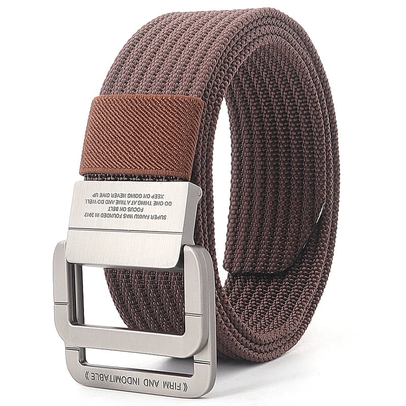 Canvas Riem - FlexiBelt - Dubbele Metalen Gesp - Gestreept Ontwerp
