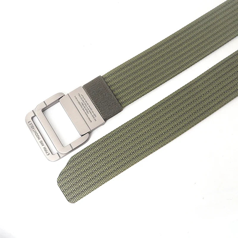 Canvas Riem - FlexiBelt - Dubbele Metalen Gesp - Gestreept Ontwerp