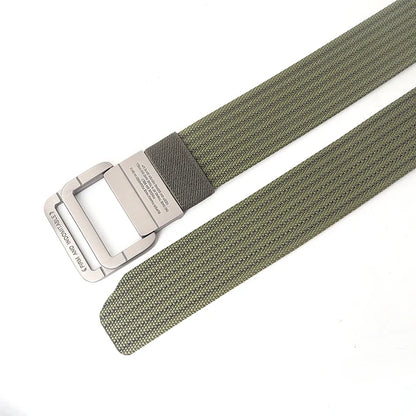Canvas Riem - FlexiBelt - Dubbele Metalen Gesp - Gestreept Ontwerp
