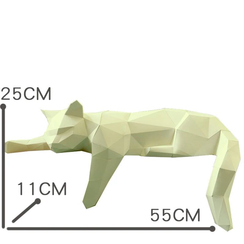 Kat Decor - PaperCraft - 3D Origami Model - Handgemaakte Dieren Kunst