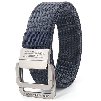 Canvas Riem - FlexiBelt - Dubbele Metalen Gesp - Gestreept Ontwerp
