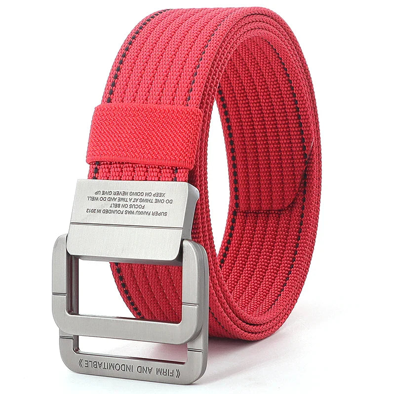 Canvas Riem - FlexiBelt - Dubbele Metalen Gesp - Gestreept Ontwerp