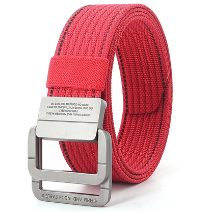 Canvas Riem - TrendBelt - Dubbele Metalen Gesp - Gestreept Design