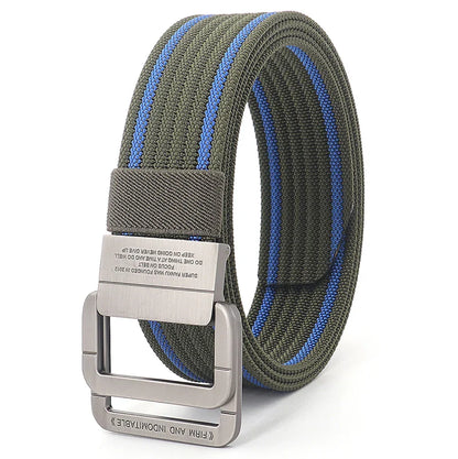 Canvas Riem - FlexiBelt - Dubbele Metalen Gesp - Gestreept Ontwerp
