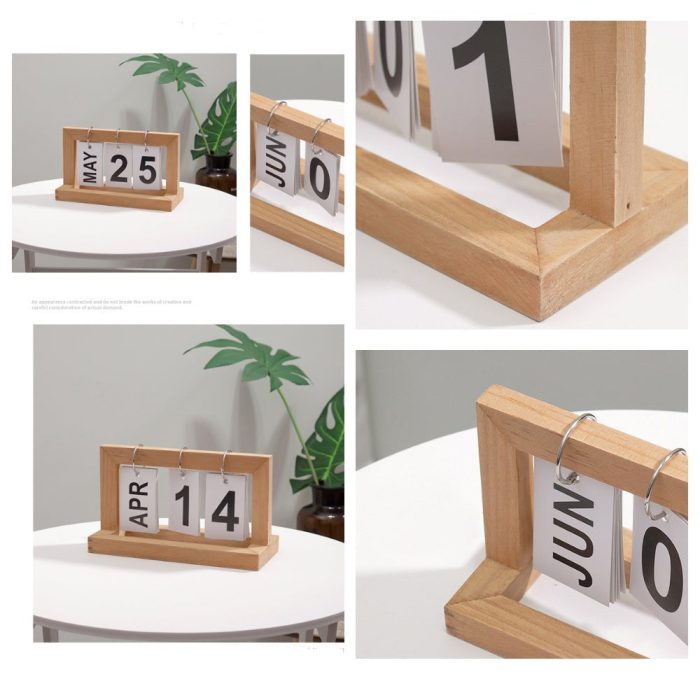 Bureau Kalender - DateFlip - Houten Design - Klassieke Stijl