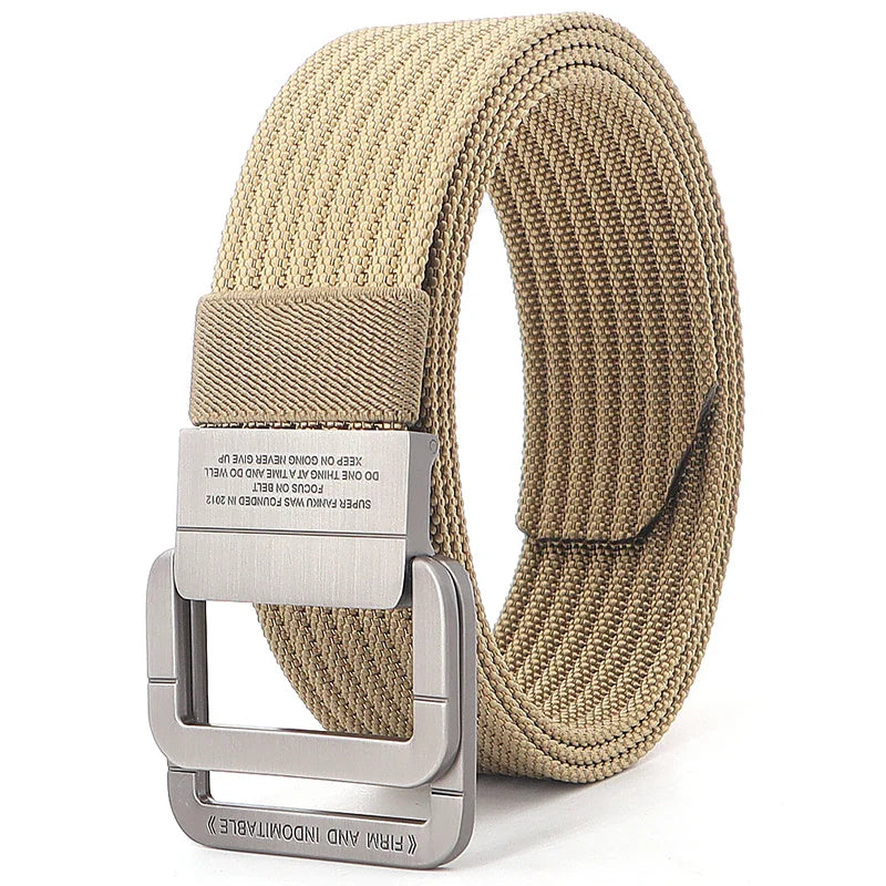 Canvas Riem - FlexiBelt - Dubbele Metalen Gesp - Gestreept Ontwerp