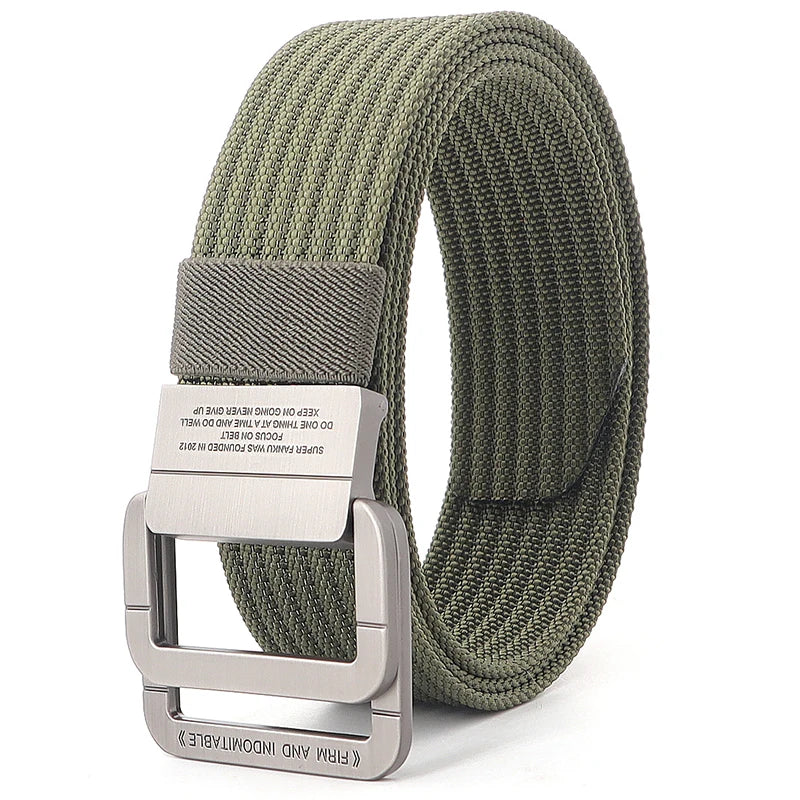 Canvas Riem - FlexiBelt - Dubbele Metalen Gesp - Gestreept Ontwerp