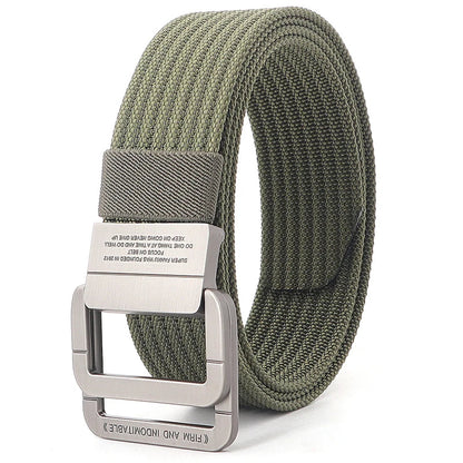 Canvas Riem - FlexiBelt - Dubbele Metalen Gesp - Gestreept Ontwerp
