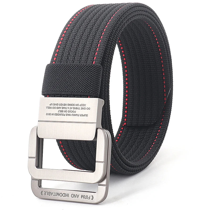 Canvas Riem - FlexiBelt - Dubbele Metalen Gesp - Gestreept Ontwerp