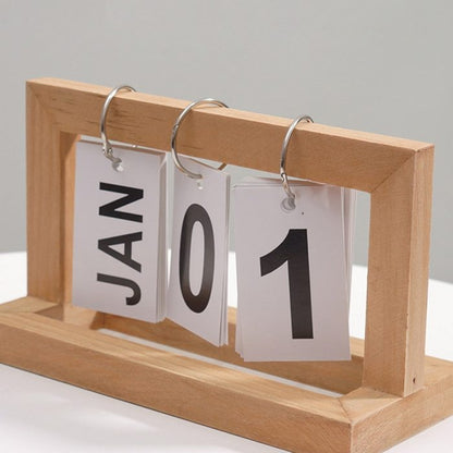 Bureau Kalender - DateFlip - Houten Design - Klassieke Stijl