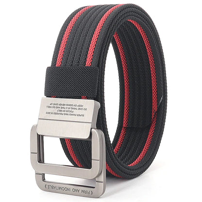 Canvas Riem - FlexiBelt - Dubbele Metalen Gesp - Gestreept Ontwerp