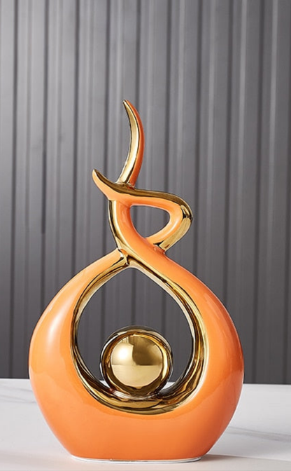 Kunst Sculptuur - LuxeForm - Abstract Ontwerp - Gouden Accenten