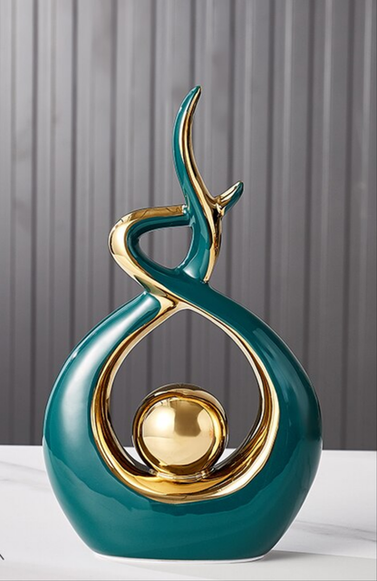 Kunst Sculptuur - LuxeForm - Abstract Ontwerp - Gouden Accenten