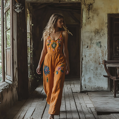 Jumpsuit - FreshStyle - Bloemenprint - Katoen Linnen