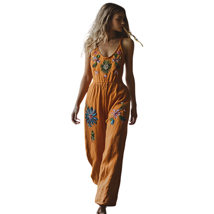 Jumpsuit - FreshStyle - Bloemenprint - Katoen Linnen