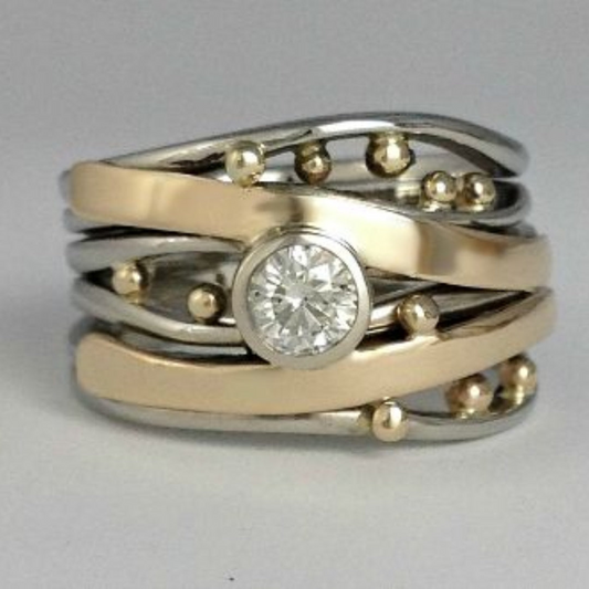 Gouden Zirkonia Ring - Celistra - Vintage Geïnspireerd Design - Elegant Cadeau Sieraad
