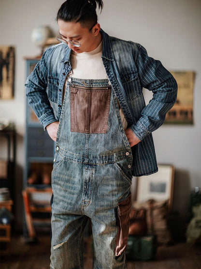 Denim Tuinbroek - RetroFit - Contrastkleur - Casual Design