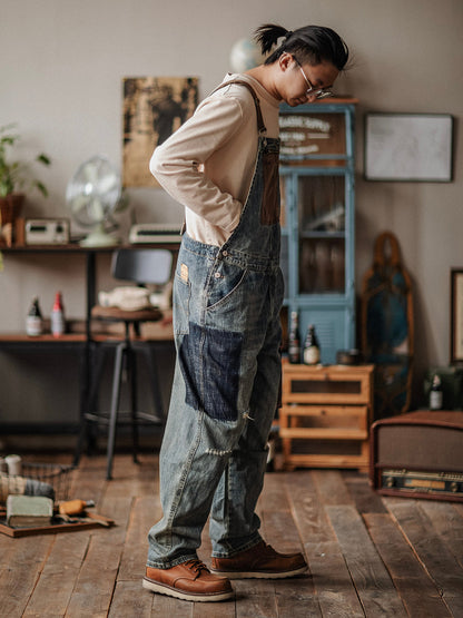 Denim Tuinbroek - RetroFit - Contrastkleur - Casual Design