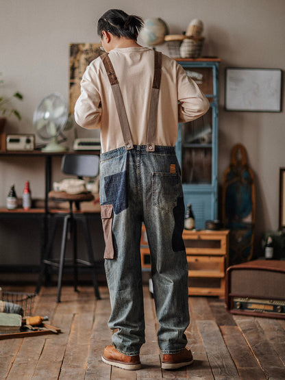 Denim Tuinbroek - RetroFit - Contrastkleur - Casual Design