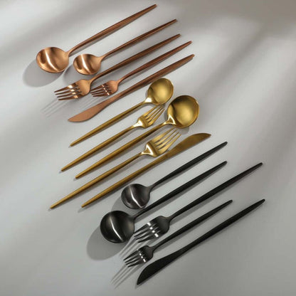 Bestekset - LuxeWare - Titanium Afwerking - Gouden Accenten