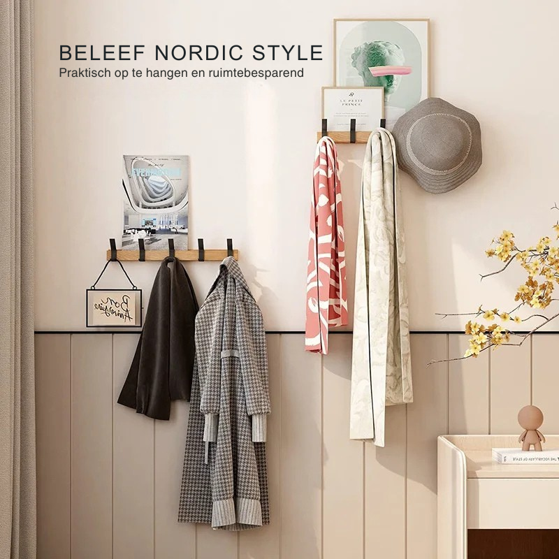 Wandkapstok - StylePro - Verstelbare Haken - Scandinavisch Zwart Design