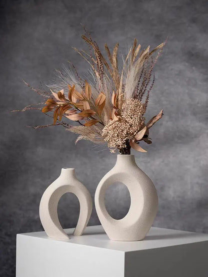 Keramische Vaas Set - DecoFlex - Nordic Boho Stijl - Woondecoratie Accent