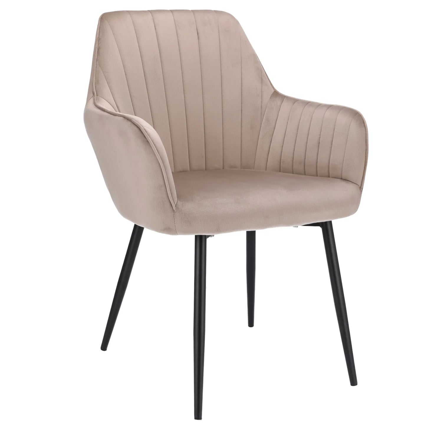Accentfauteuil - Velvexa - Beige Fluwelen Bekleding - Moderne Woonkamerstoel