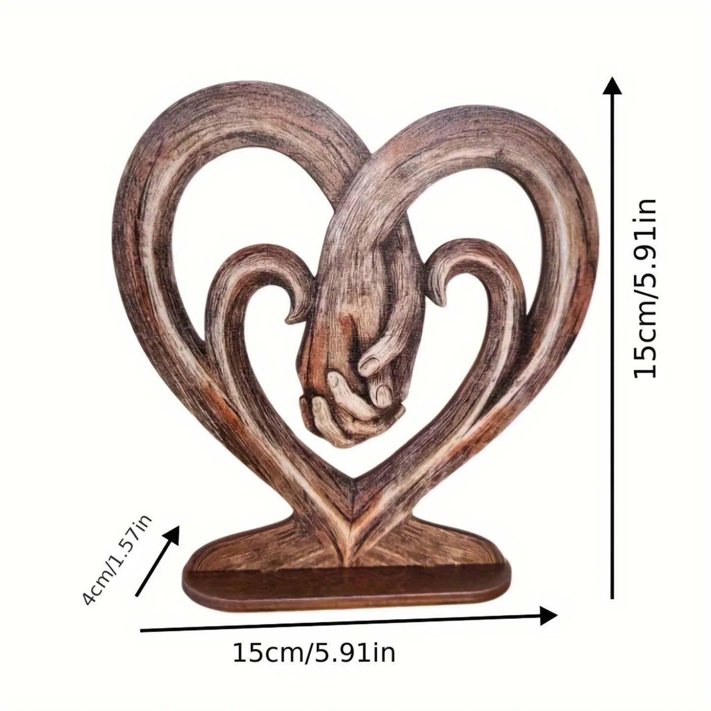 Muurdecoratie Beeld - HeartBond - Handen Vasthouden Ontwerp - Houtlook Afwerking