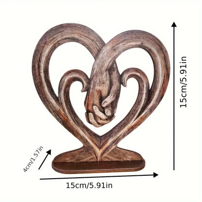 Muurdecoratie Beeld - HeartBond - Handen Vasthouden Ontwerp - Houtlook Afwerking