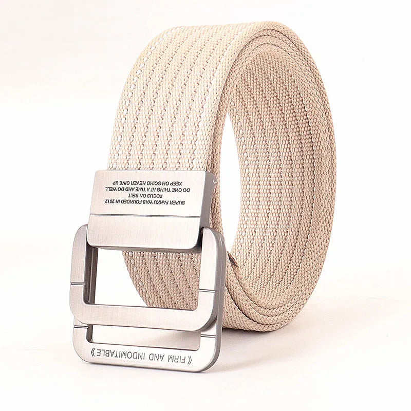 Canvas Riem - FlexiBelt - Dubbele Metalen Gesp - Gestreept Ontwerp