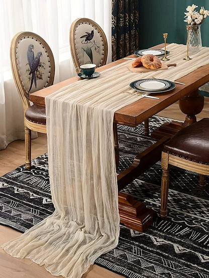 Kaasdoek Tafelloper - Linvera - Boho Bruiloft Decoratie - Rustieke Tafel Styling