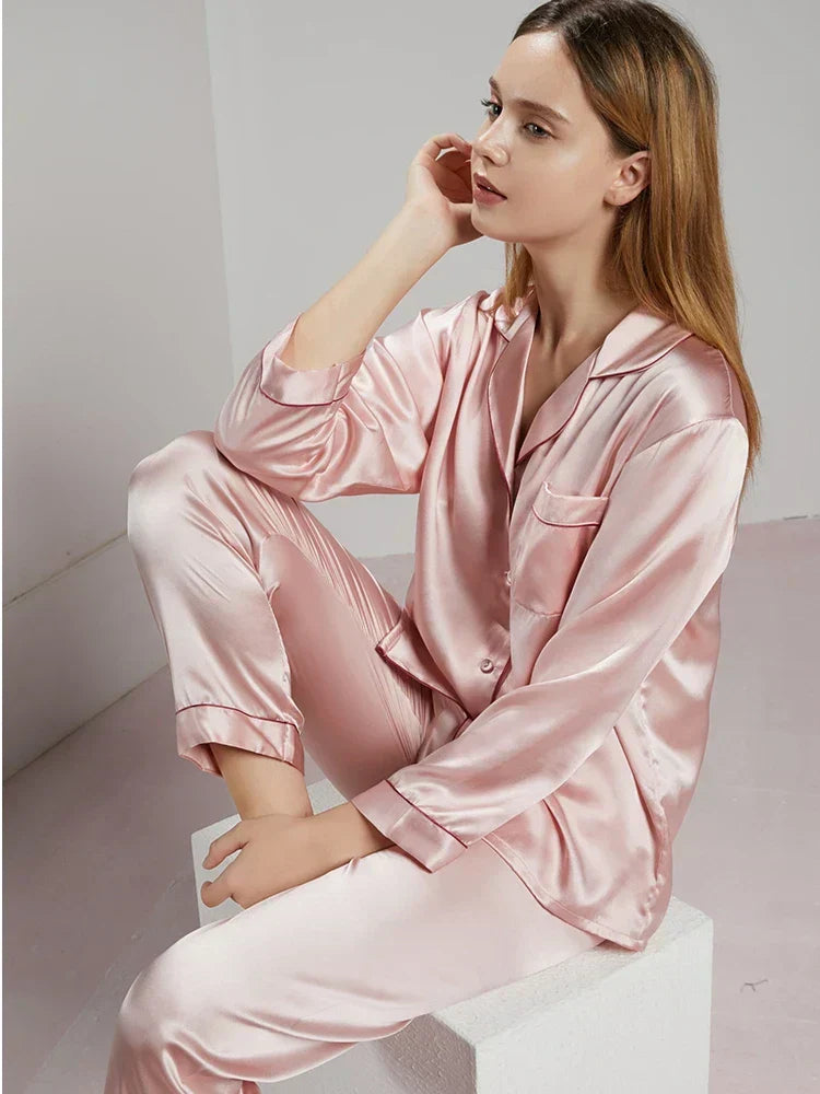 Zijden Pyjama's - LuxeSleep - Comfortabele Pasvorm - Elegante Nachtkleding