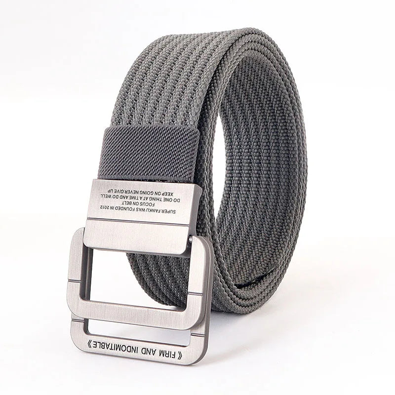 Canvas Riem - FlexiBelt - Dubbele Metalen Gesp - Gestreept Ontwerp