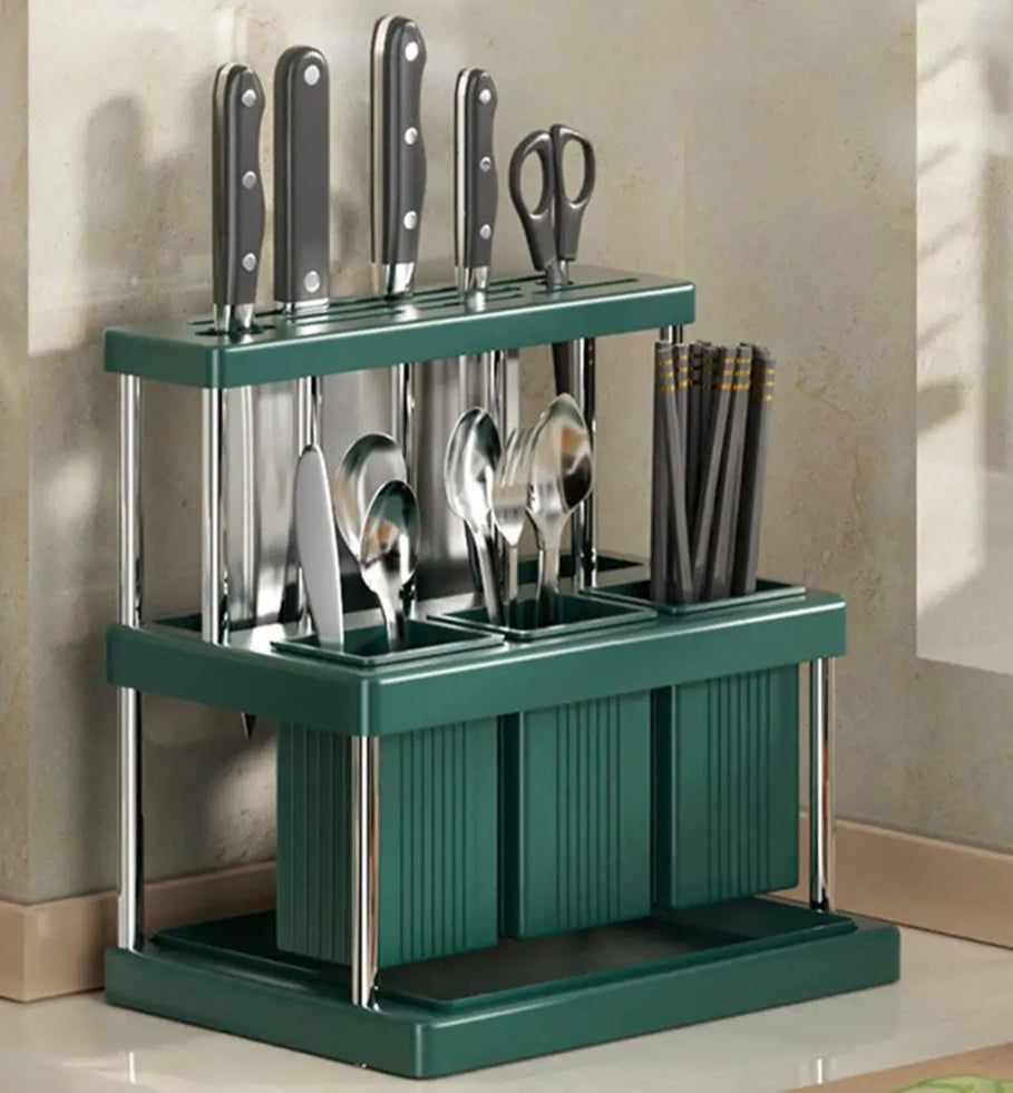 Bestekhouder - OrganizePro - Lepel Vork Opberging - Multifunctionele Rek