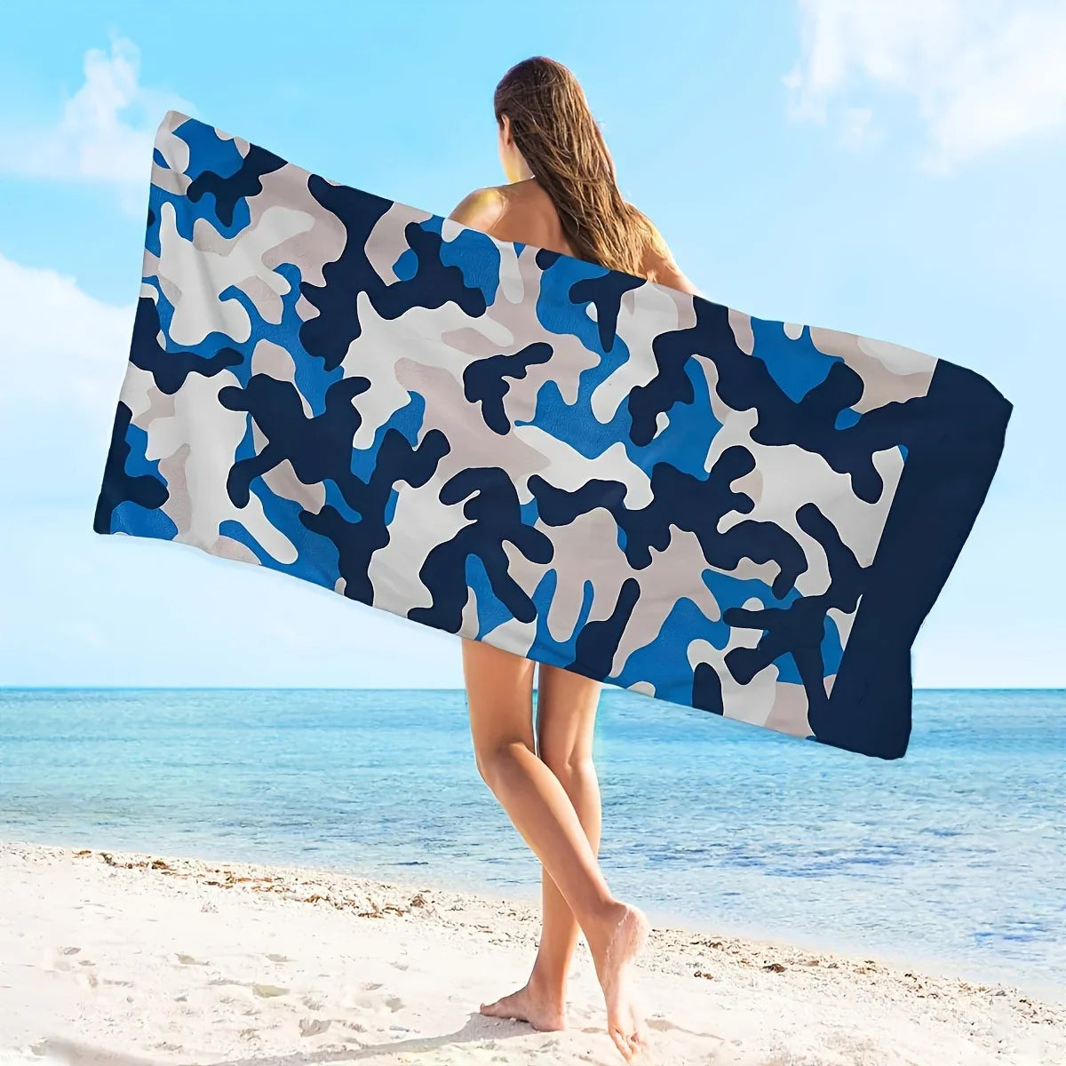 Strandhanddoek - QuickDry - Super Absorberend - Navy Camo Design