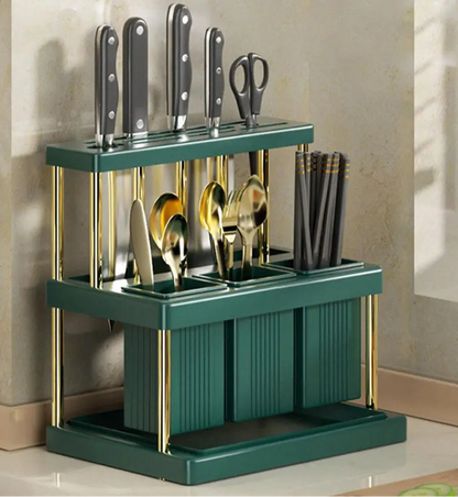 Bestekhouder - OrganizePro - Lepel Vork Opberging - Multifunctionele Rek