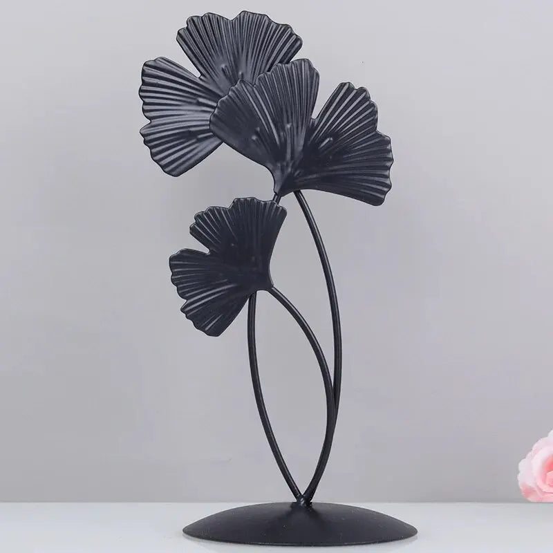 Metaal Muurdecoratie - Ginkora - Gouden Blad Sculptuur - Moderne Woonkamer Kunst
