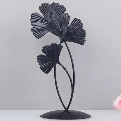 Metaal Muurdecoratie - Ginkora - Gouden Blad Sculptuur - Moderne Woonkamer Kunst