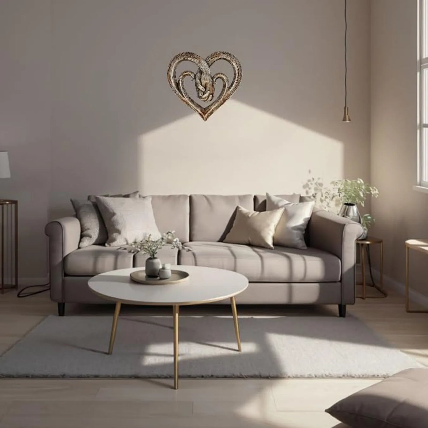 Muurdecoratie Beeld - HeartBond - Handen Vasthouden Ontwerp - Houtlook Afwerking