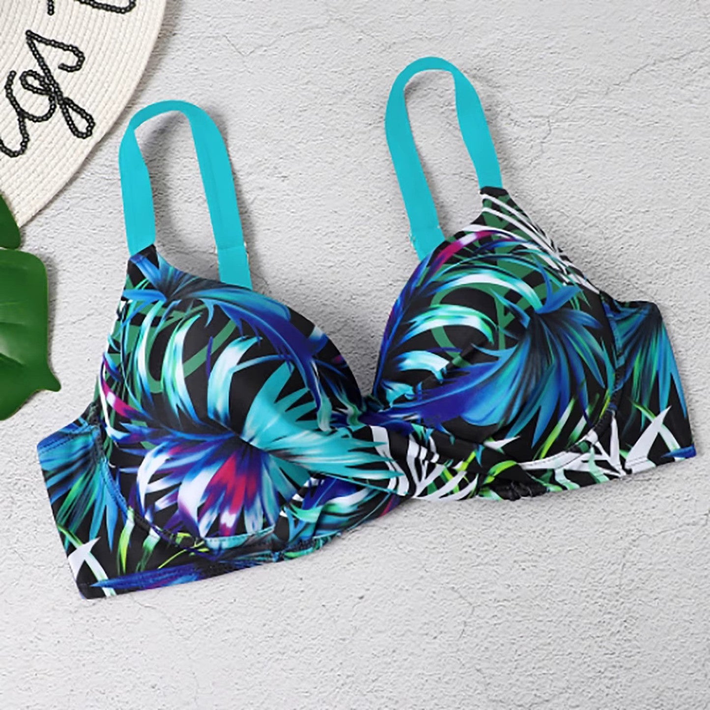 Bikini Set - AquaLuxe - Hoge Taille - Bladprint