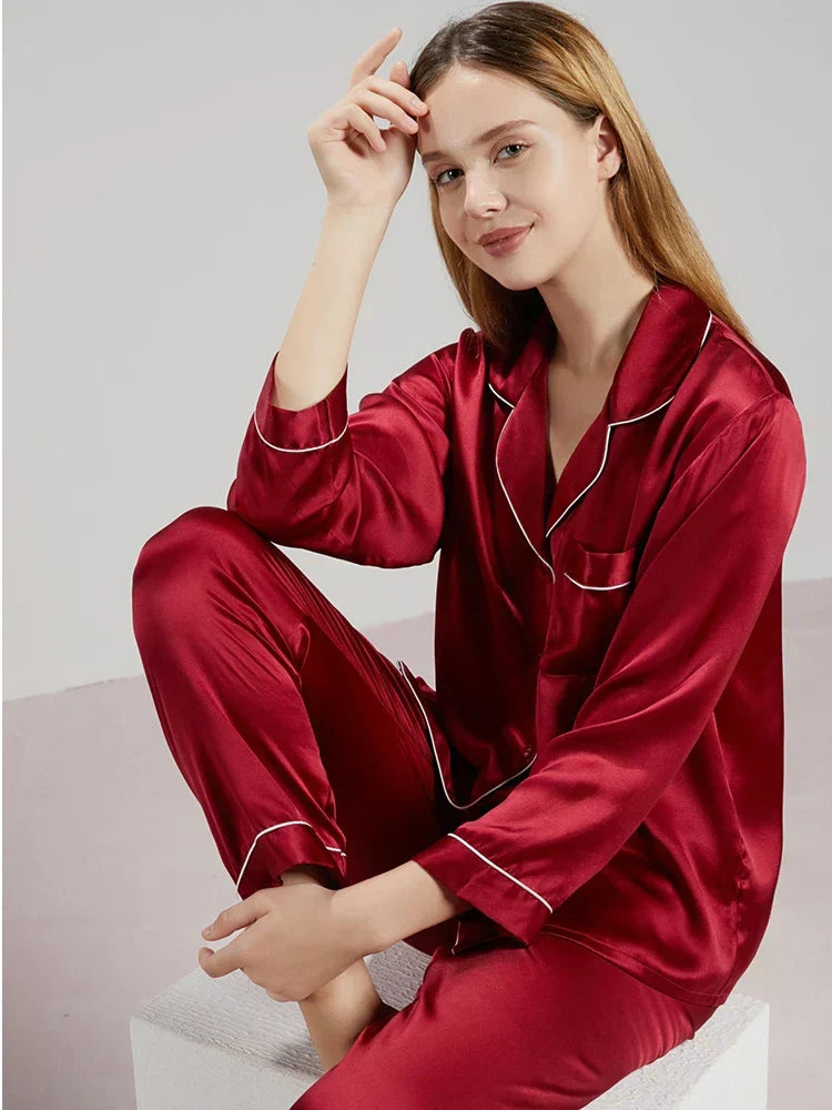 Zijden Pyjama's - LuxeSleep - Comfortabele Pasvorm - Elegante Nachtkleding