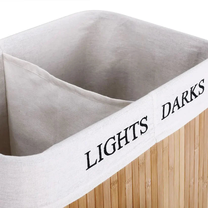 Wasmand Bamboe - Bambovera - 2 Vakken Opslag - Opvouwbaar Deksel Ontwerp