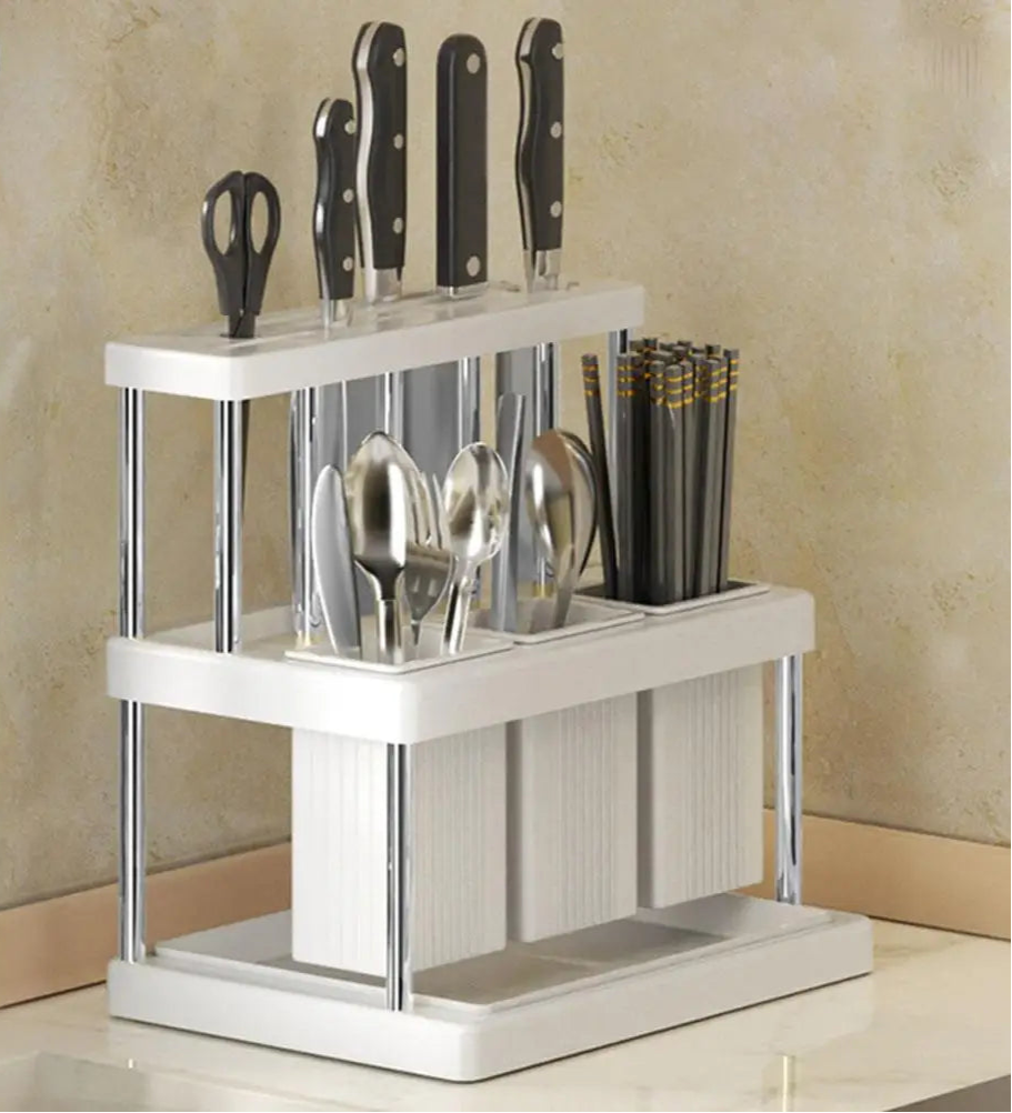 Bestekhouder - OrganizePro - Lepel Vork Opberging - Multifunctionele Rek